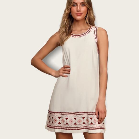 Lulus Love You Forever White Embroidered Mini Shift dress size M - Picture 15 of 15
